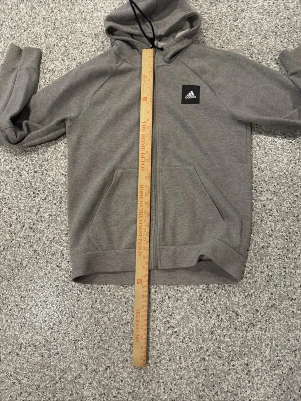 ADIDAS Must Haves Full Zip Hooded Stadium Textured Gray Men’s Large